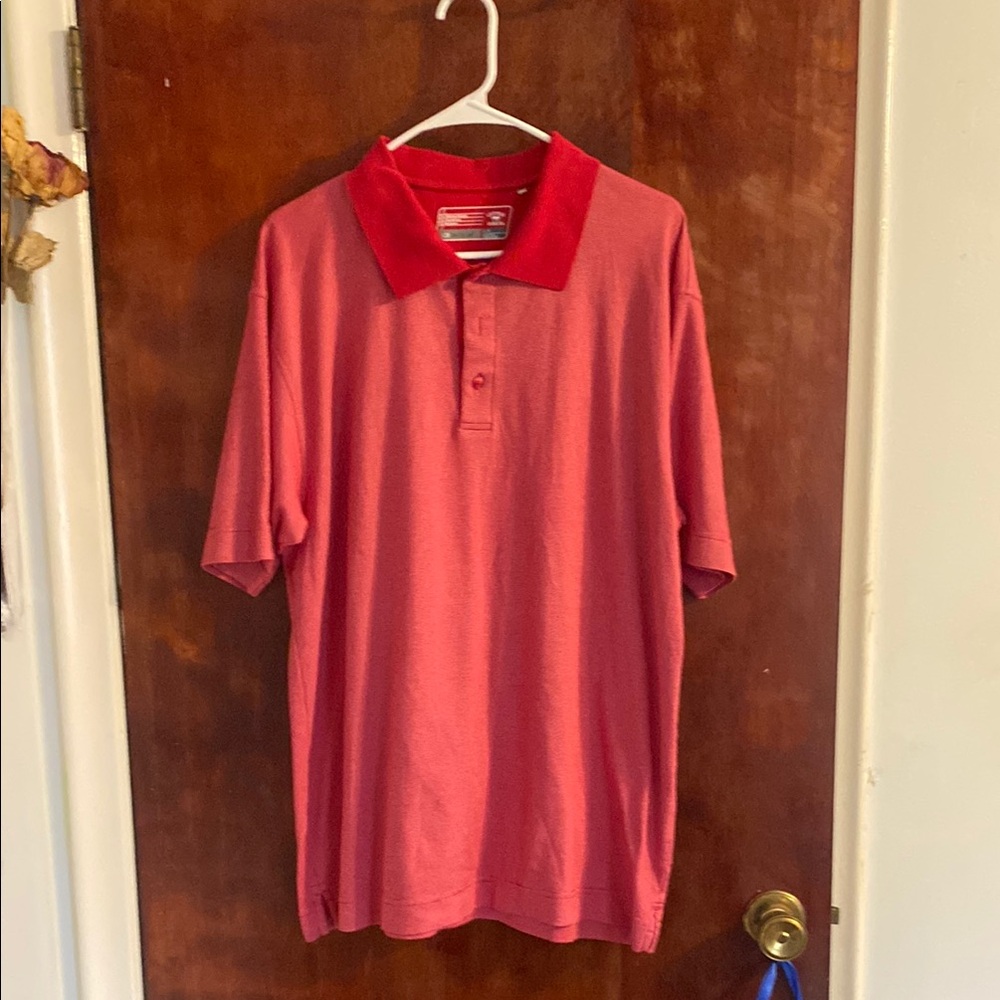 Men's Red Polo Shirt with Contrast Collar